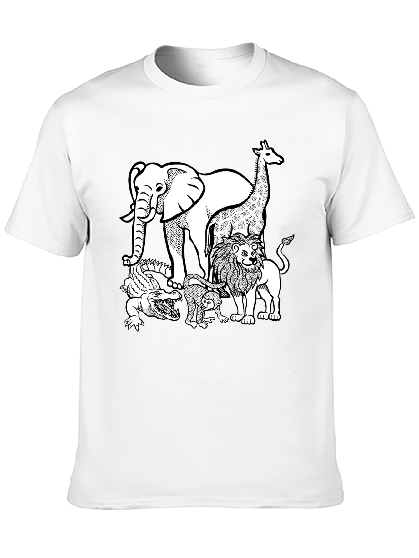 Zoo Animals Graphic Tee - Black Cotton T-Shirt