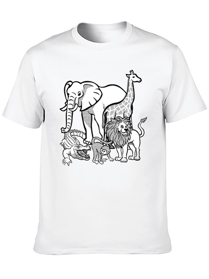 Zoo Animals Graphic Tee - Black Cotton T-Shirt