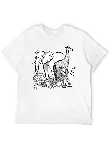 Zoo Animals Graphic Tee - Black Cotton T-Shirt