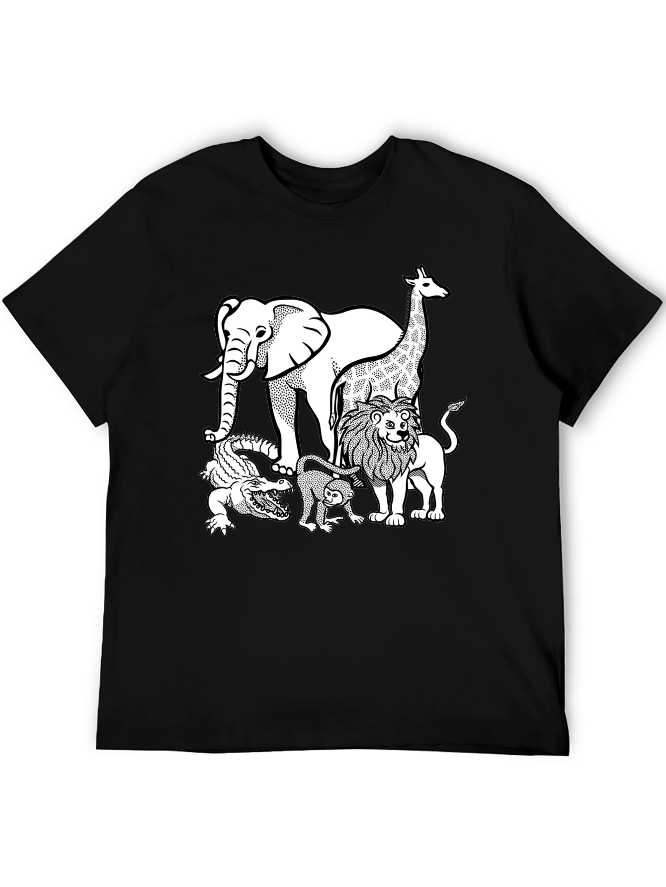 Zoo Animals Graphic Tee - Black Cotton T-Shirt