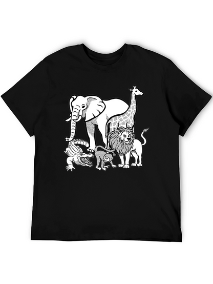 Zoo Animals Graphic Tee - Black Cotton T-Shirt