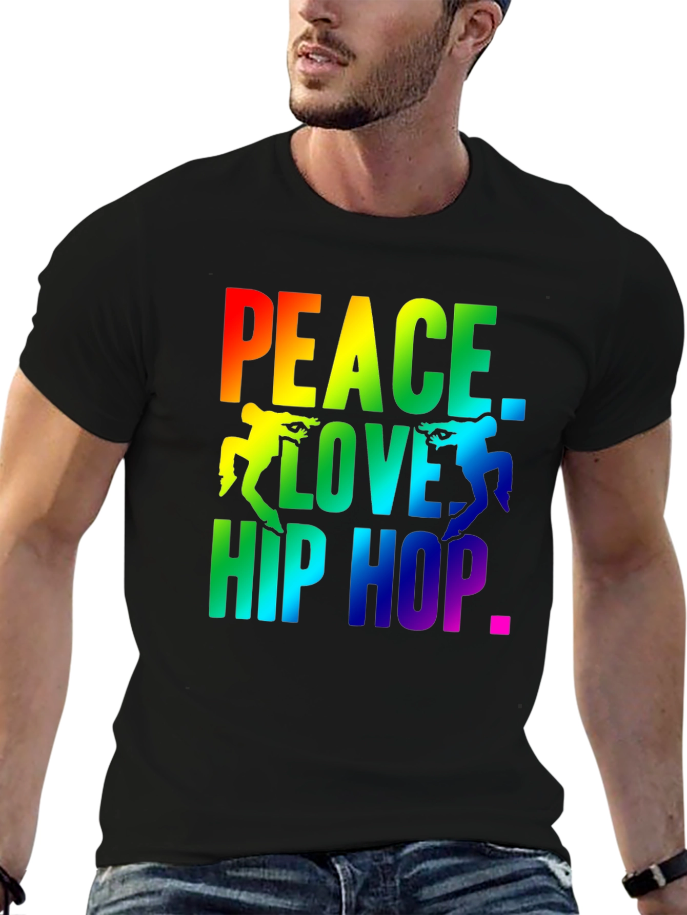 Peace Love Hip Hop Rainbow Graphic Tee
