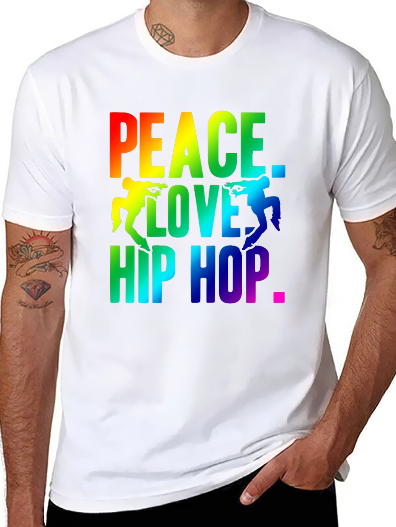 Peace Love Hip Hop Rainbow Graphic Tee