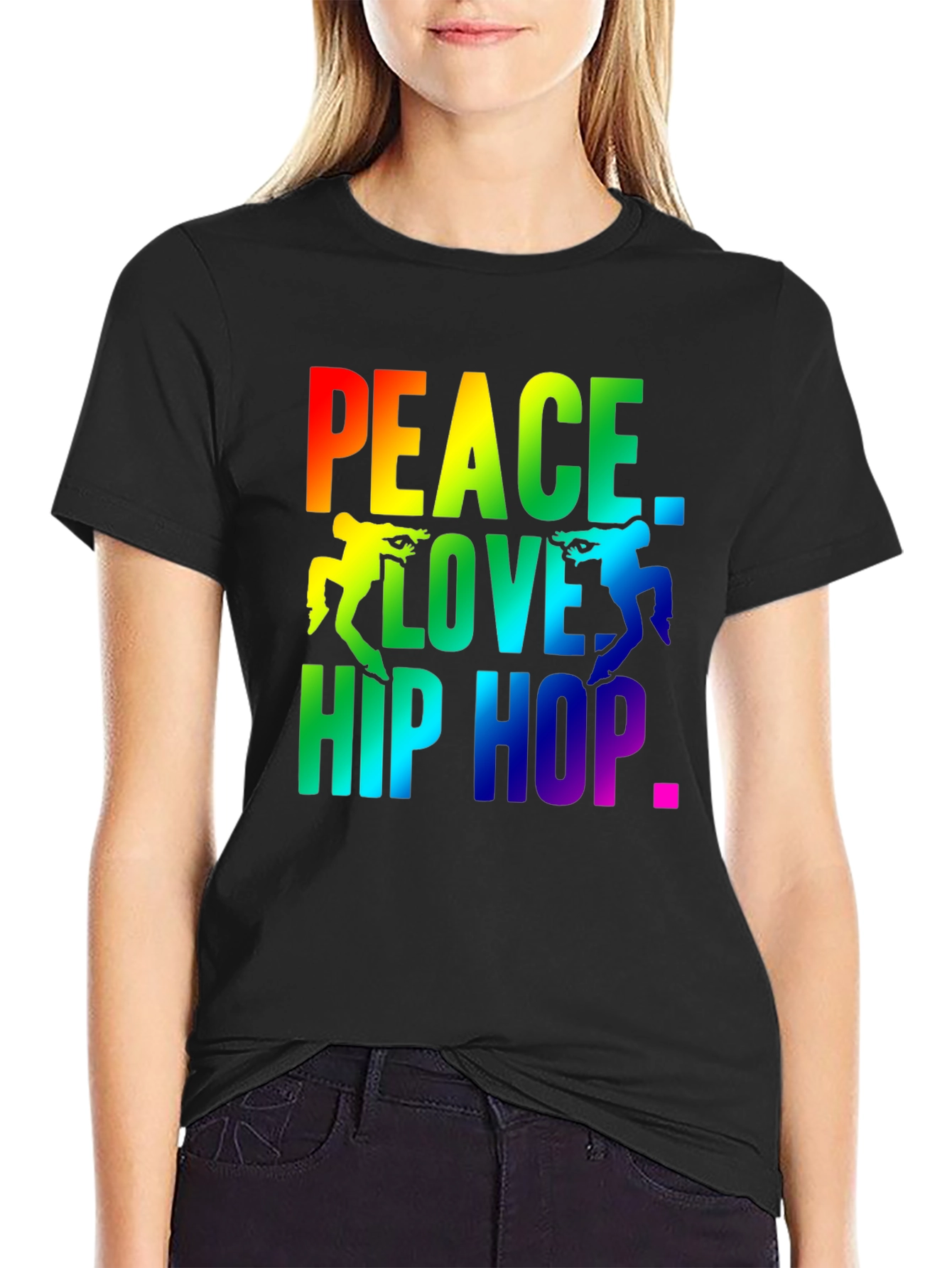 Peace Love Hip Hop Rainbow Graphic Tee
