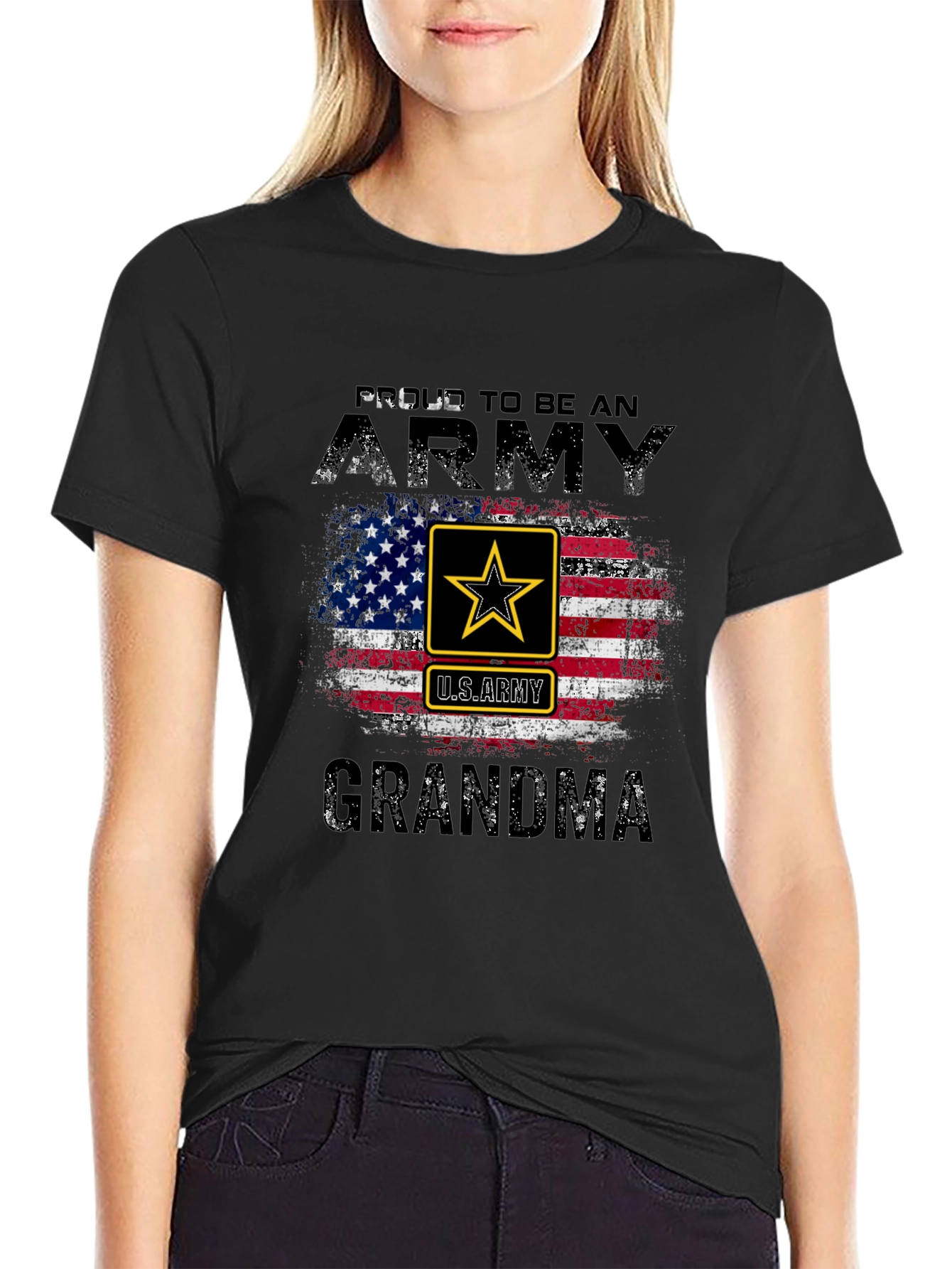Proud Army Grandma USA Flag T-Shirt