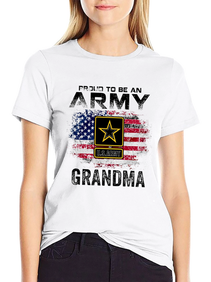 Proud Army Grandma USA Flag T-Shirt