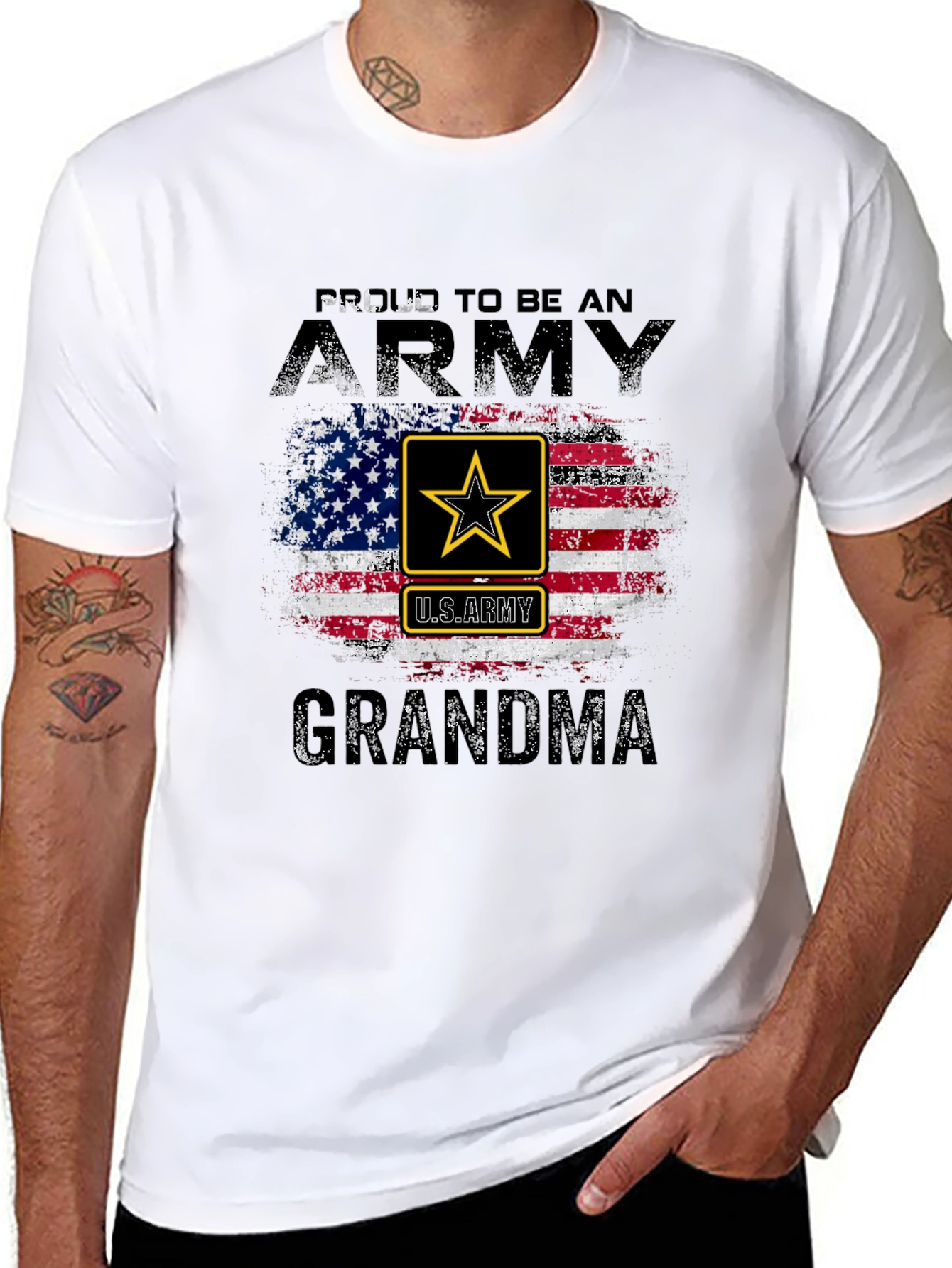 Proud Army Grandma USA Flag T-Shirt