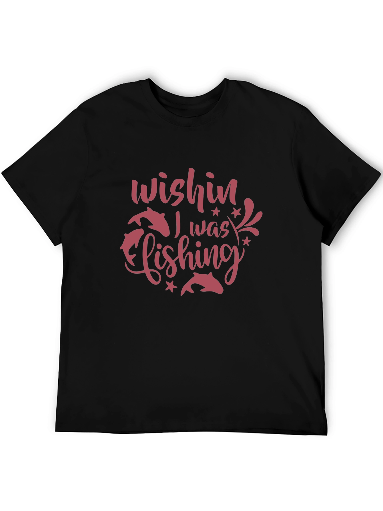 Wishin I Was Fishing Black Graphic Tee