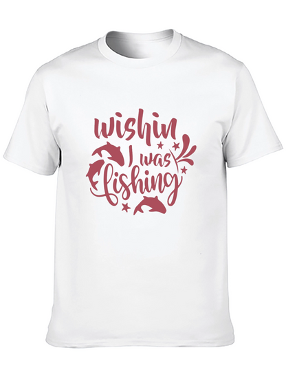 Wishin I Was Fishing Black Graphic Tee