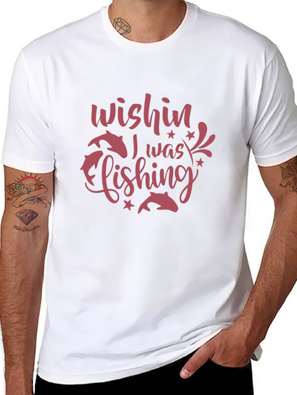Wishin I Was Fishing Black Graphic Tee