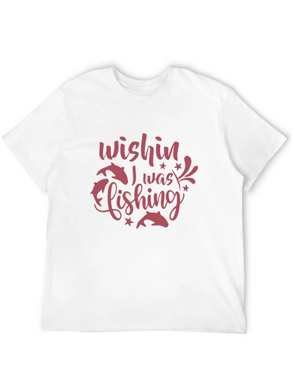 Wishin I Was Fishing Black Graphic Tee