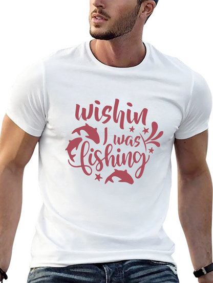 Wishin I Was Fishing Black Graphic Tee