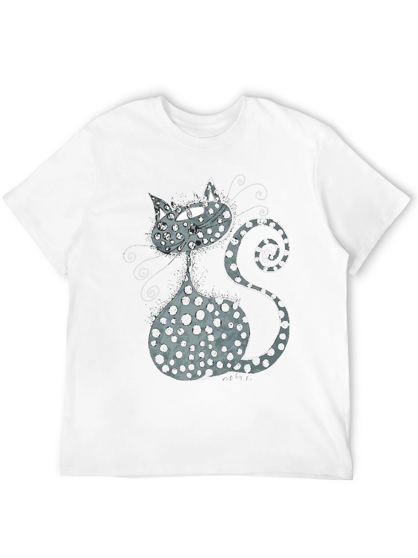 Whimsical Cat Graphic T-Shirt - Black