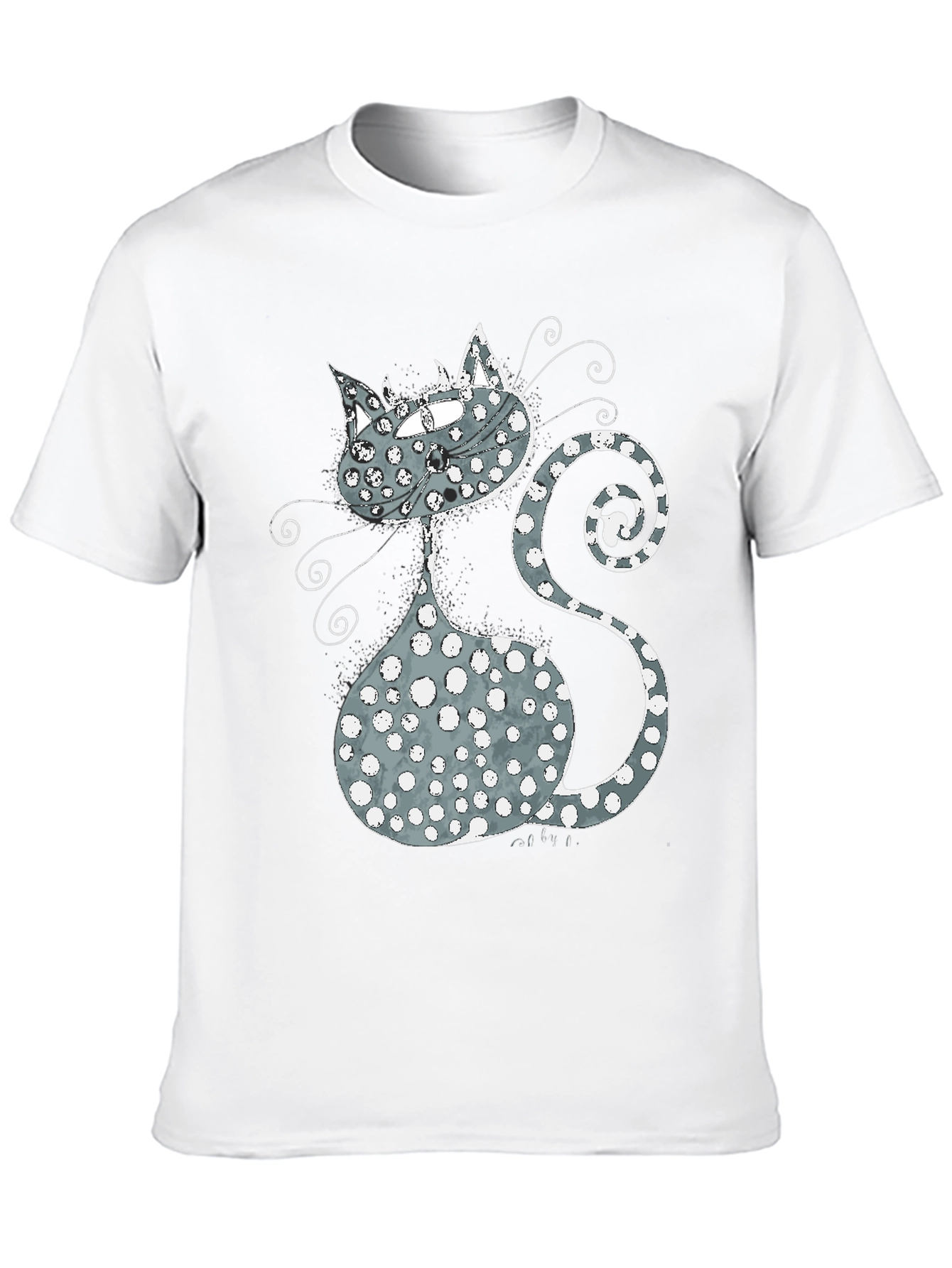 Whimsical Cat Graphic T-Shirt - Black