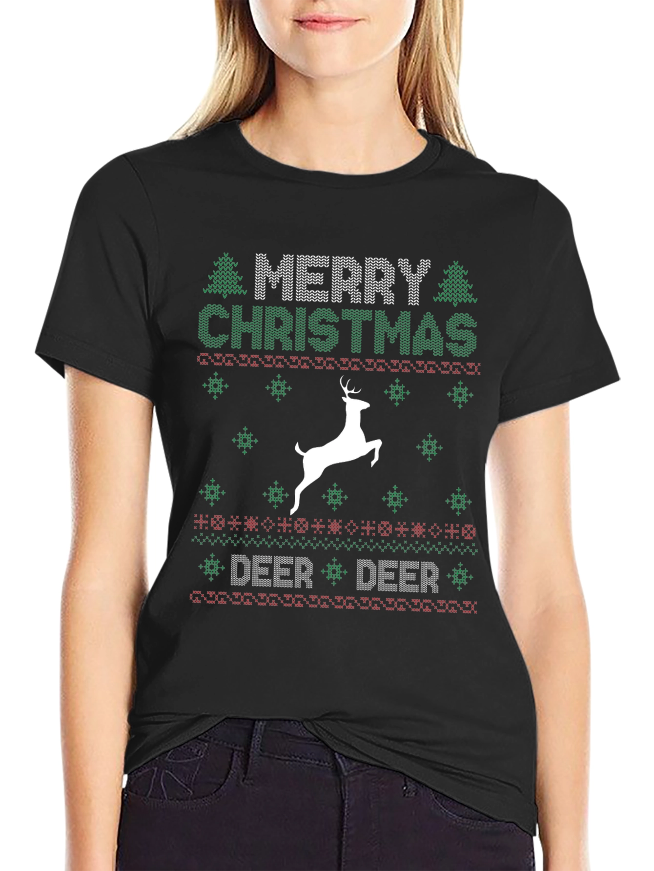 Festive Merry Christmas Deer Holiday T-Shirt